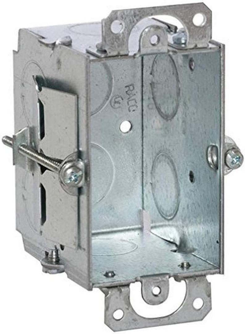 Hubbell-Raco 506 Switch Box in 3 x 2-Inch Gangable 2-1/2-Inch. Deep, Eight 1/2-Inch. Knockouts, Old Work, Plaster Ears, Gray Finish (No Size)