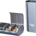 3 Compartment Aluminum Pill Organizer, Pop-up Design, Moisture Proof Travel Case, Arthritis Friendly (Gray)