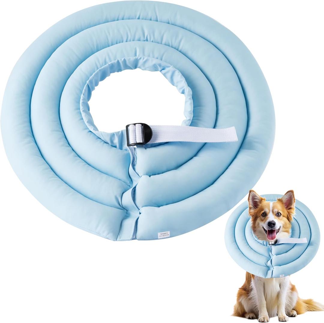 Soft Dog Cone Collar - Adjustable Comfy Recovery Cone for Large Dogs After Surgery to Stop Licking, Waterproof Elizabethan Protective Neck Donut Collar Alternative for Pet (Blue, XL)