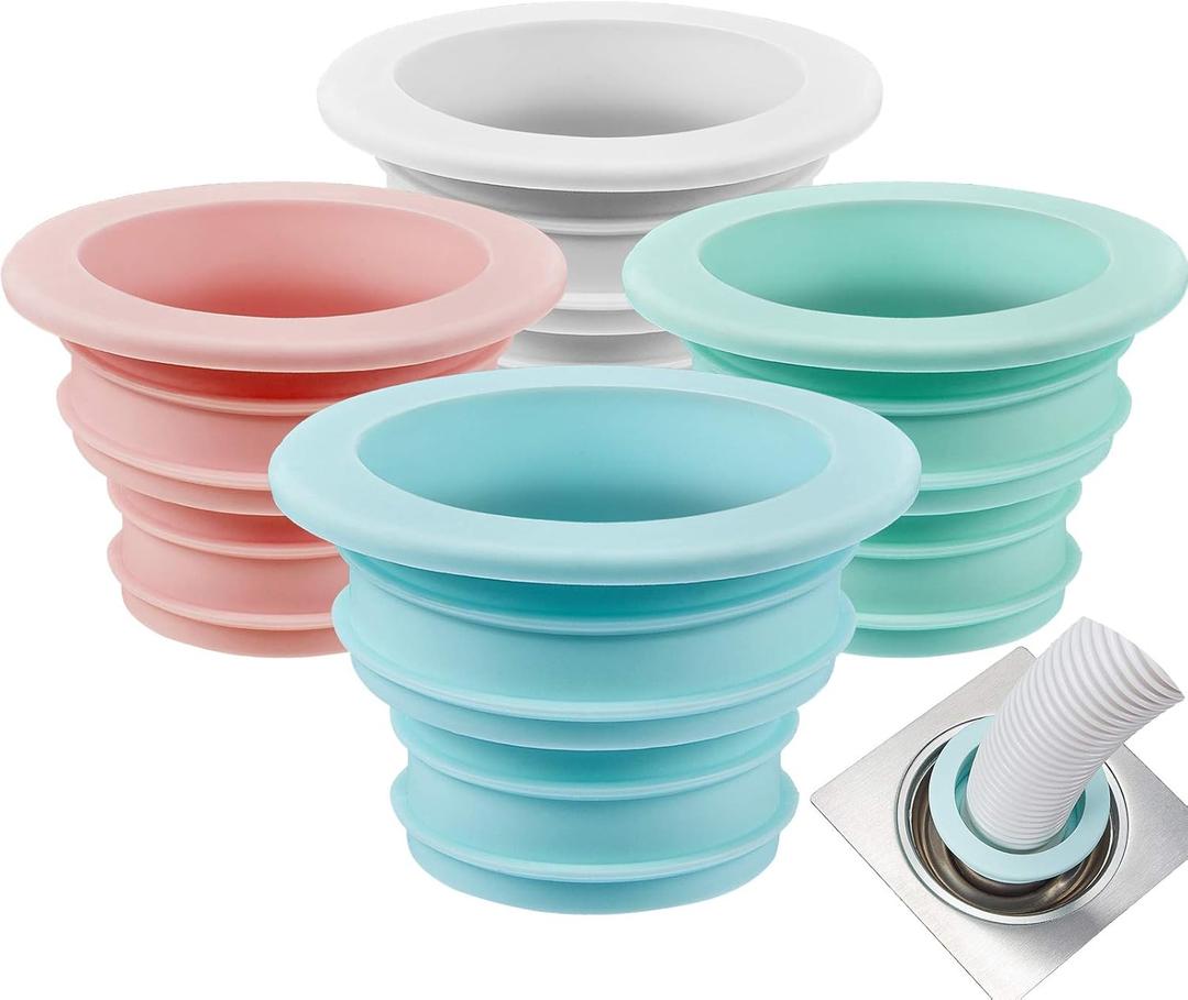 4 Pieces Drain Tube Hose Seal Deodorant Silicone Plug Sealing Plug Sewer Seal Ring Washing Machine for Bathroom Kitchen Cleaning Tools