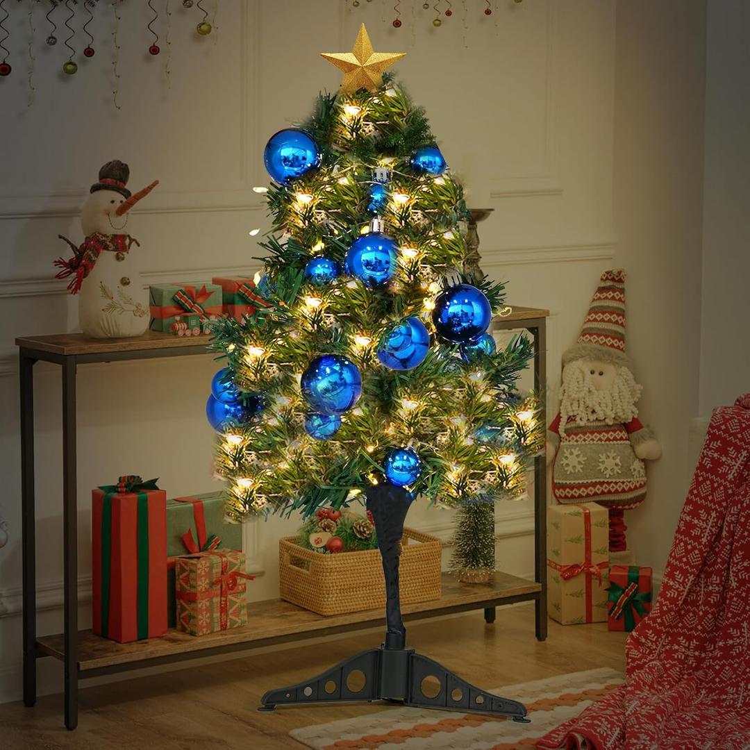 33ct Christmas Ball Ornaments with Lights, Christmas Decorations 8.2 Ft 100 LEDs Globe Ball Lights Outdoor Indoor for Tree urn Filler Flower Nursery Party Garden Yard Gazebo Decor (Red Green&White)