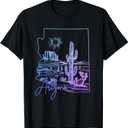 Arizona Cactus Vintage State Map T-Shirt, Medium 
