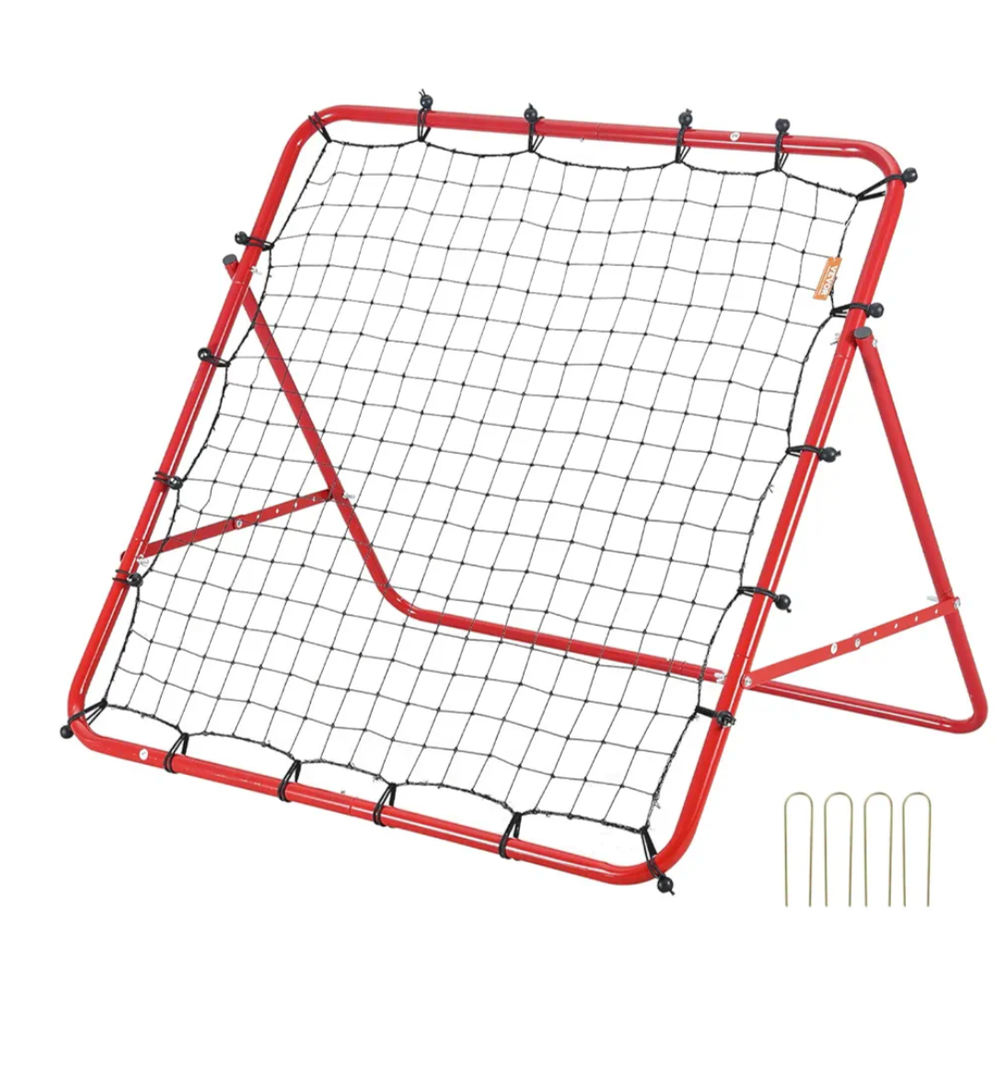 VEVOR Soccer Rebounder Rebound Net, Kick-Back 39"x39", Portable Football Training Gifts, Fully Adjustable Angles Goal Net, Aids & Equipment for Kids Teens & All Ages, Easy Set Up & Perfect Storage