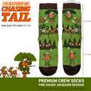 I'D RATHER BE CHASING Funny Mens Socks, Hunting & Fishing Gifts for Men, Fun Hunt Fish Crew Sock, Hunters Fishermen Gift
