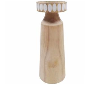 HD Designs Wood Large Candle Holder 10"
