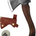 Camping Axe and Hatchet -11" Forged Carving Axe with Leather Sheath, Bushcraft Hatchet Small Axe Survival Hatchets for Woodworking