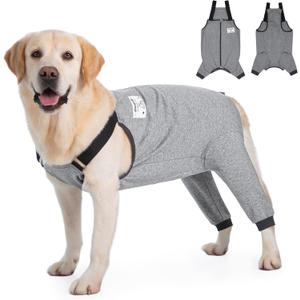 Dog Recovery Suit for Hid Leg, Soft Stretchy Pants for Hip Thigh Wound Protective Sleeves to Prevent Licking (Grey, 5XL(Reference Weight 65-88 lbs))