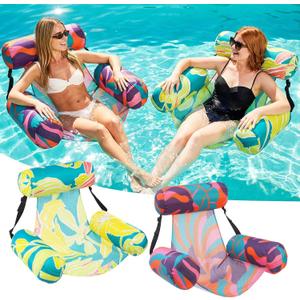 Inflatable Pool Float Chair - 2 Pack Pool Floats Adult Heavy Duty, Water Floating Lounge Chairs, Blow up Floaties Adults for Summer Fun Party Lake Beach, Large