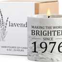 50th Birthday Gift for Her - Gifts for 50 Year Old Birthday Woman - 1976 Bday Gifts for Women - 50 Year Old Present Idea for Her Him, 6oz Lavender Ceramics Candle
