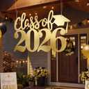 Geetery Large Graduation Metal Grad Sign Decor 30.3 x 19.7 inches 2026 Gard Photo Booth Prop Graduation Party Backdrop for Front Door Outdoor Indoor Wall College Gradua Party(Class of 2026,Gold)