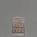 24 Pcs French Press on Nails Colored Lines Fake Nails Oval stick on Nail Short Glue on Nails Acrylic Cute Smiley Face Design False Nails for Women Or Girl Manicure Ornament (square52)