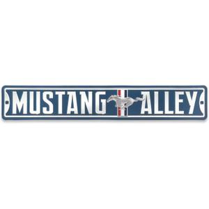 Ford Mustang Metal Street Sign - Mustang Alley Metal Sign for Garage, Man Cave or Shop (Blue/Silver)