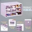 Amyhill 6 Pcs Mini Drawer Organizer Small Organizer with 9 Drawers Plastic Desktop Craft Storage Box for Office Home Room Jewelry Cosmetics Collection(Purple)