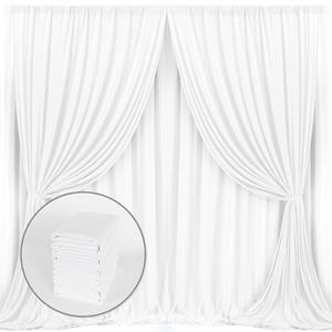 MYSKY HOME White Backdrop Curtain for Wedding Decor Holiday Party 6 Panels- White Wedding Backdrop Polyester Photography Backdrop Drapes Baby Shower Birthday Privacy Curtains Home Decor, 5ft x 10ft