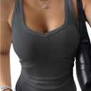 SHENHE Women's Ribbed Knit V Neck Slim Fit Basic Tank Top Layering Sleeveless Undershirt (M)