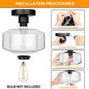SunRider Industrial Semi-Flush Mount Ceiling Light Fixture, Modern Seeded Glass Pendant Lamp, Black Farmhouse Hanging Lighting for Bedroom Hallway, Black, Large