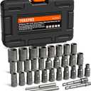 33pcs Deep Well Bolt extractor set, 3/8" & 1/4'' Drive slim type for Removing Damaged, Frozen, Rusted, Rounded-Off Bolts, Nuts & Screws, Cr-Mo Steel, T38333