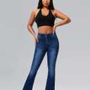 roswear Women's Trendy Stretchy Flare Jeans Mid Rise Bootcut Curvy Denim Pants (L)
