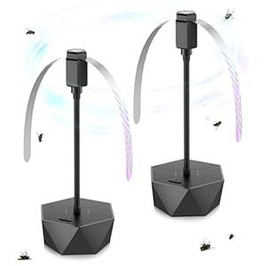 Fly Fans for Tables, Fly Repellent Fan Outdoor Indoor Keep Flies Away, Fly Repellent Fans for Tables with Holographic Blades for Picnic, Party, Restaurant, Kitchen, and BBQ, 2 Pack Black