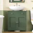 TEENFON Pedestal Sink Storage Cabinet with 2 Doors and Drawer, Bathroom Sink Cabinet, Under Sink Storage with U-Shape Cut-Out, Green UNYSG033V, 23.6"W x 11.8"D x 25.5"H