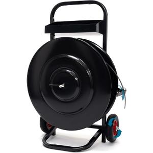Heavy Duty Strapping Dispenser Banding Cart, Moveable Metal Banding Cart for 8" x 8"/16" x 16" Poly/Plastic Steel/Fibre Strapping with Built-in Tray (Black)