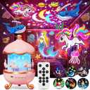 One Fire Princess Gifts for Girls Toys, 15 Music+15 Films+315 Colors Night Light Projector, 360+Remote+Cordless Star Projector for Kids, Mermaid Gifts for Girls Room Decor, Pink Baby Toddler Toys (Blue)