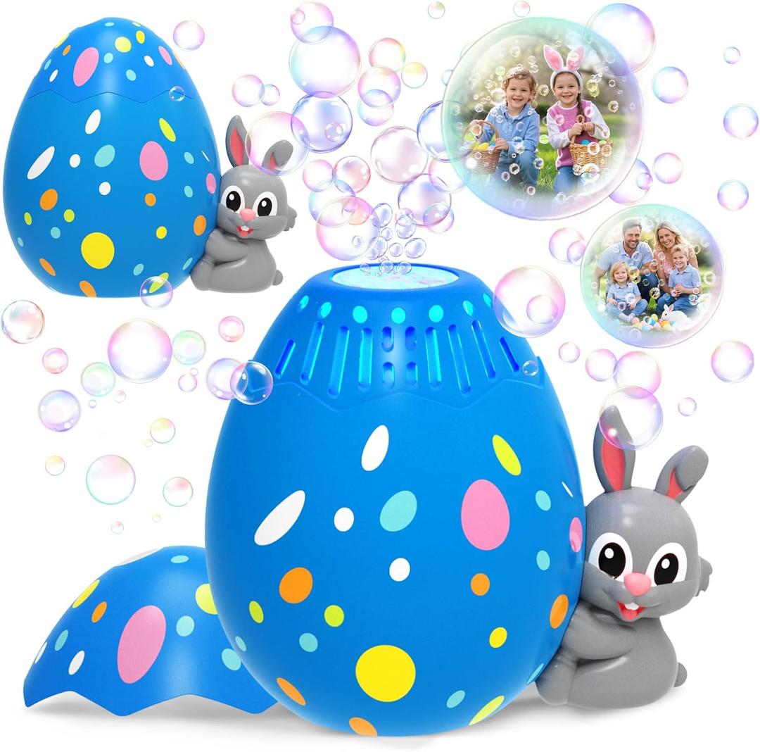 Bubble Machine for Toddlers,Rabbit Bubble Machine for Kids,Automatic Bunny Egg Bubble Blower,Outdoor Toys Easter Baskets Stuffers Gift for Age 3 4 5 6 7 8 Years Old Boys Girls , Blue