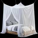Frienda Bed Mosquito Net Rectangular Canopy Drapes with Hook Nylon Rope for Single Twin Full Queen King Size Bed Camping Outdoor Travel(White,Queen)