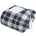 Sunbeam Oversized Microplush & Sherpa Heated Throw - Concord Blue Plaid