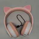 Kids Bluetooth Wireless Over-Ear Cat Ear Headphones with Microphone for Kids Teens Adults (Pink)
