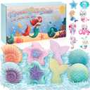 8 Packs Bath Bombs for Kids Girls, Mermaid Bath Bomb with Surprise Toys Inside, Princess Bubble Bath Toys for Kids Aged 4-8, Christmas Birthday Gifts for Girls 3 4 5 6 7 8