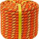 Double Braided Polyester Rope (1/2 in x 200 ft) Strong Arborist Rigging Rope 48 Strands for Tree Work Climbing Pulling Sailing, Orange