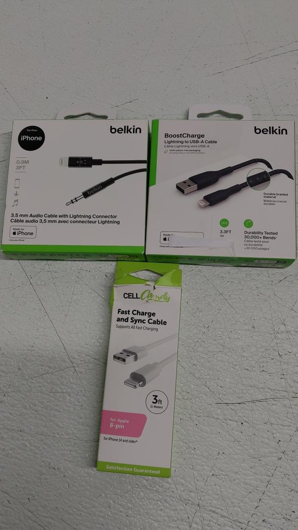 Cables Pack Of 3 For iPhone USB A