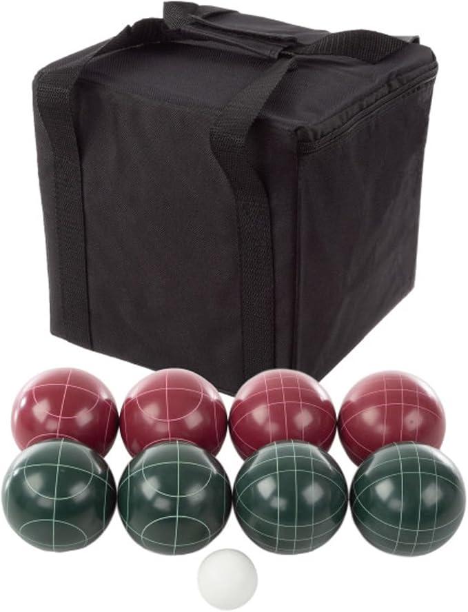 Bocce Ball Set Regulation Size - Lawn Game for Backyard or Beach - Includes Red and Green Bocce Balls, Pallino, and Carrying Case by Trademark Games