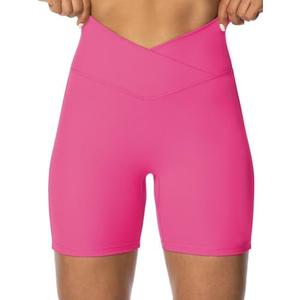 Sunzel Crossover Biker Shorts for Women, No Front Seam V High Waist Yoga Workout Gym Shorts with Tummy Control size M