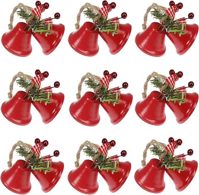 12 Pcs Red Christmas Bells, Tree Hanging Ornaments Metal Jingle Bells for Christmas Holiday Wreath Decoration Party & Home Door Festival Décor Campanas De Navidad