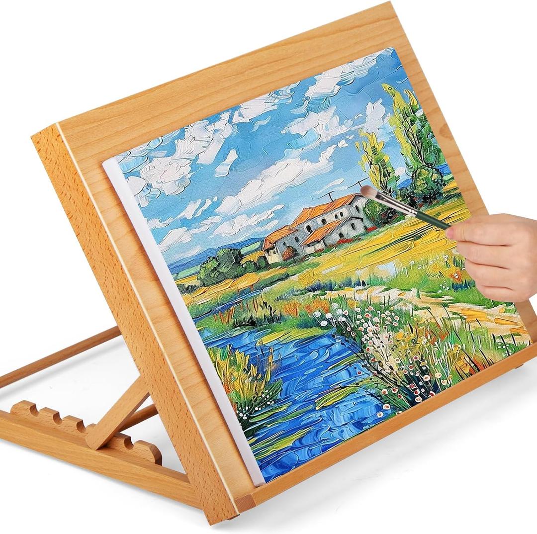 5-Position Tabletop Easel, Adjustable Angle Drafting Table Easel Drawing and Sketching Board, 18 1/2 Inches by 14 1/8 Inches, Large