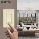 BESTTEN 2 Pack Almond Dimmer Wall Light Switch, Compatible with Dimmable LED, CFL, Incandescent and Halogen Bulb, Single Pole or 3-Way Dimmer Switches, 120VAC, Decorator Wall Plate Included