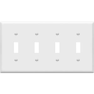 ENERLITES Quad Light Switch Wall Plate, Standard Size 4-Gang 4.50" x 8.19", Unbreakable Polycarbonate Thermoplastic, 8814-W, White