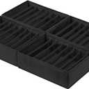 Qozary 4 Pack Drawer Organizers for Clothing, 8 Grids Foldable Closet Organizers and Storage Bins for Bedroom, Dresser Organizer Boxes for Thin T-shirts, Tank Tops (Small, Black)