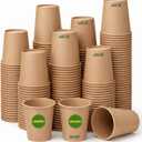 300 Pack 8 oz Disposable Paper Cups, Brown Coffee Cups Unbleached Kraft Paper, Sturdy Leak Resistant Hot/Cold Disposable Cups for Party Home Office