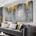 Artexist Room Decor Grey Abstract Canvas Wall Art for Living Room Modern Gold Painting Large Wall Decorations for Bedroom Office Home 29""x 58"" Hanging Prints