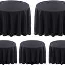 Surmente 120 inch Round Tablecloths -5 Pack Black Round Table Cloths, Polyester Fabric Table Covers for Wedding, Party, Banquet, or Restaurant