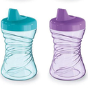 NUK Fun Grips Hard Spout Sippy Cup, 10 oz. | Easy to Hold, BPA Free, Spill Proof Toddler Cup, 2pack, Assorted Color (Teal/Purple)