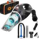 THISWORX Car Vacuum Cleaner - Portable, High Power, Handheld Vacuums w/ 3 Attachments, 16 Ft Cord & Bag - 12v, Auto Accessories Kit for Interior Detailing - Black