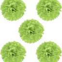 PATIKIL 8" Tissue Pom Poms Flowers, 5 Pack Paper Flower Ball for Wedding Bridal Shower Birthday Bachelorette Party Backdrop Decoration, Lime Green