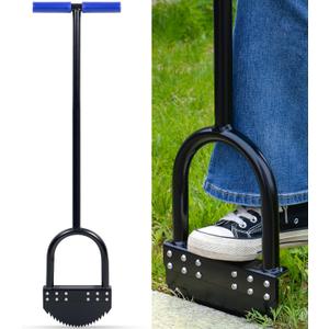 One-Piece 41 in Manual Edger Lawn Tool with Spring Steel Blade Manganese Steel Border Edger for Landscaping Rustproof Half Moon Edger with Rubber Handle for Garden Maintenance