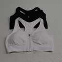 Evercute Women's Zip Front Sports Bras Wireless Padded Racerback Medium Support Post-Surgery Bra Yoga Exercise Athletic Bras (XX-Large, Black Gray White 2 Pack)