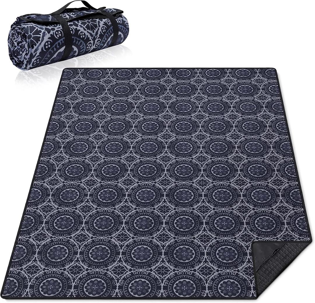 Supfitness Extra Large Picnic Blankets Waterproof Foldable (60 "x 80") Beach Blanket Waterproof Sandproof,3-Layer Thicking Mat Outdoor Packable Camping Blanket