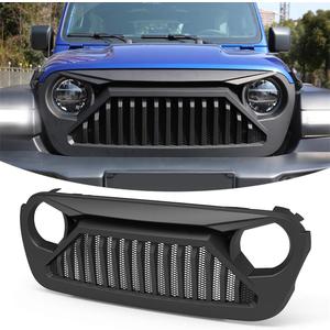 KIWI MASTER Front Grill for Jeep Gladiator JT 2018-2026 Wrangler JL Accessories Matte Black Grille Bumper Mesh (Paint-able)